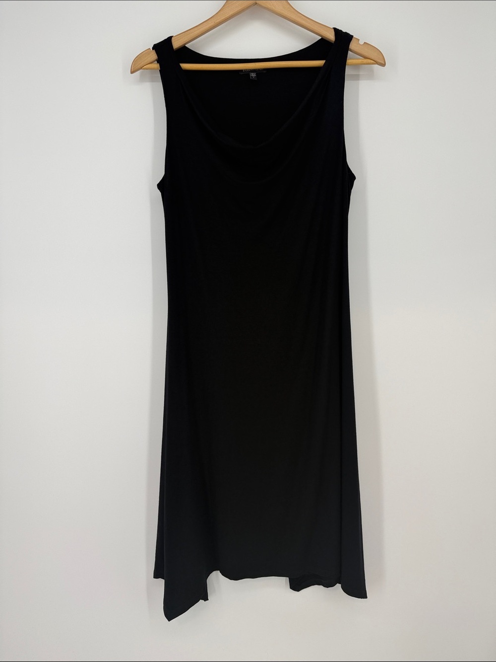 Eileen Fisher Black Sleeveless Cowl Midi Dress